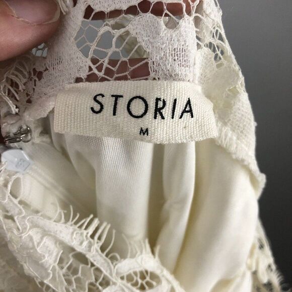 Storia Brianne Size Medium Short Wedding Guest Party Dress Lace White Keyhole - Picture 10 of 12